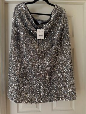 Gibson Latimer Silver Sequin & velvet skirt